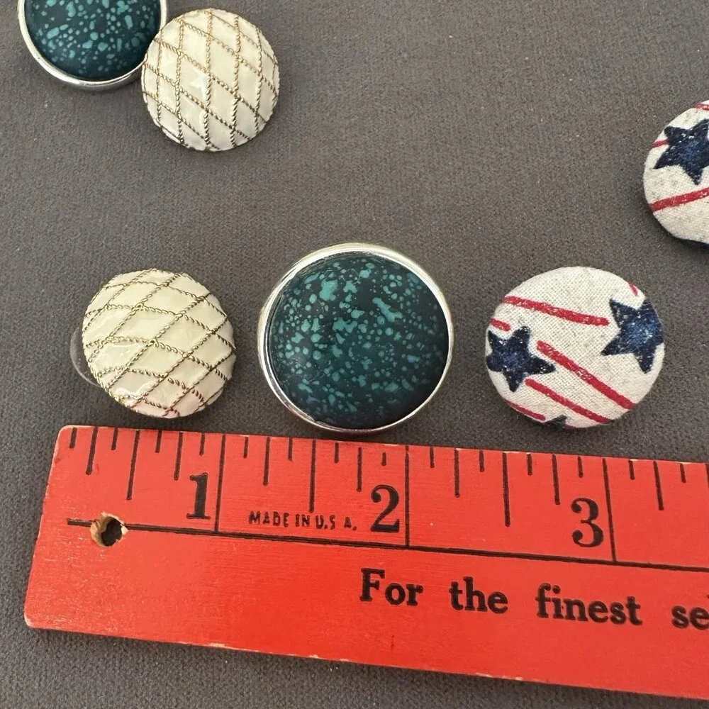 Lot 3 Pairs Mixed Vintage Earrings Multicolor Round Post‎ Stud Fashion Button
